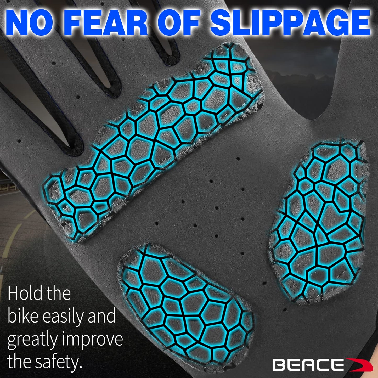 BEACE Cycling Gloves Bike Gloves Biking Gloves for Men Women with Touch Screen-Full Finger Mountain Bike Gloves Workout Gloves Road Bicycle Gloves with Anti-Slip silicone palm