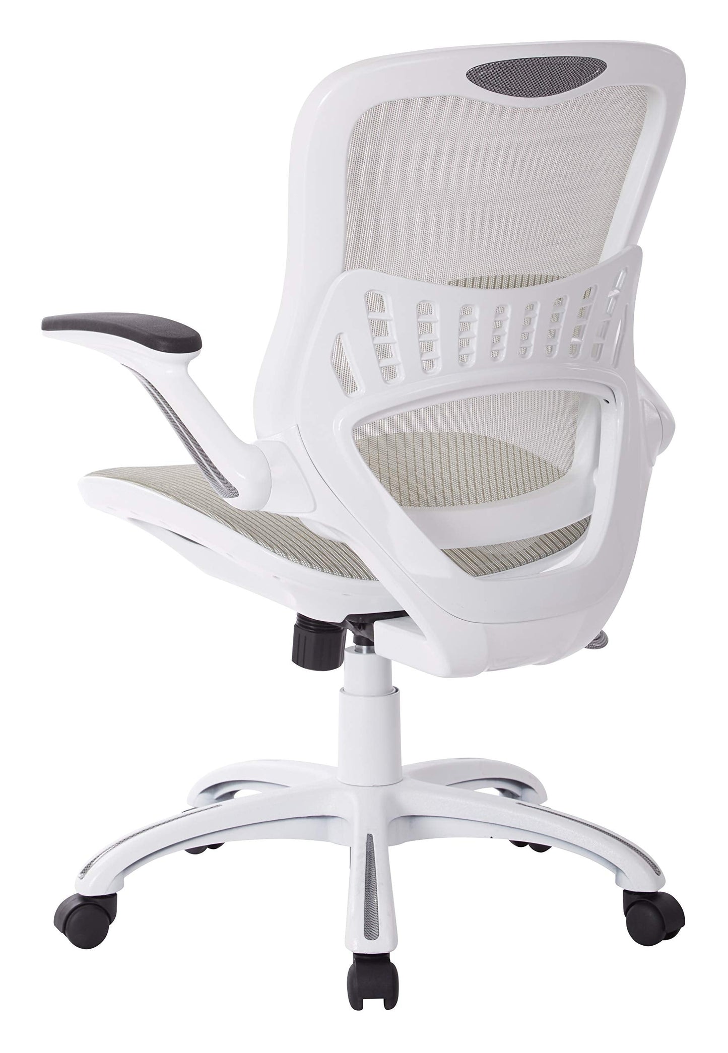 Office Star Ventilated Manager's Office Desk Chair with Breathable Mesh Seat and Back, White Base, White