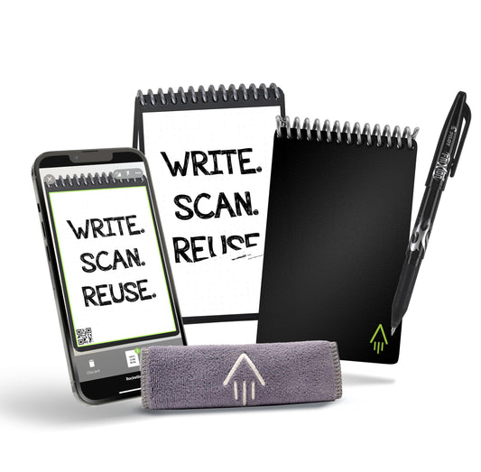 Rocketbook Smart Reusable Notebook, Mini Spiral Notebook, Infinity Black, (3.5" x 5.5")
