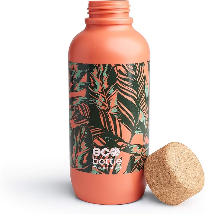 Smartshake EcoBottle 650ml Water Bottle – 22 oz Reusable BPA Free Sports Eco Water Bottle, Lightweight Leakproof Small Gym Flask Dishwasher Safe, Anchor (Coral Leaves)