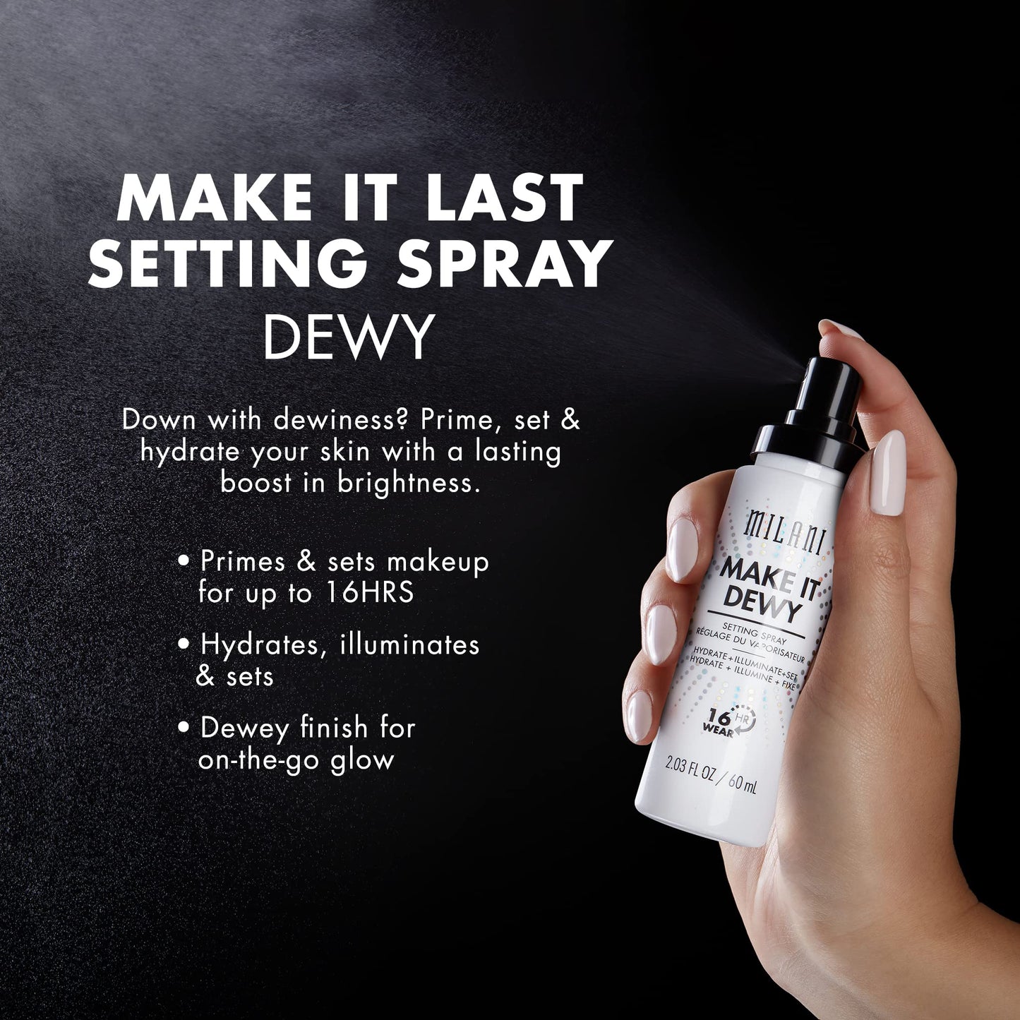 Milani Make It Last Original - Natural Finish 3-in-1 Primer and Setting Spray + Make It Dewy Setting Spray 3 in 1- Hydrate + Illuminate + Set Makeup Finishing Spray