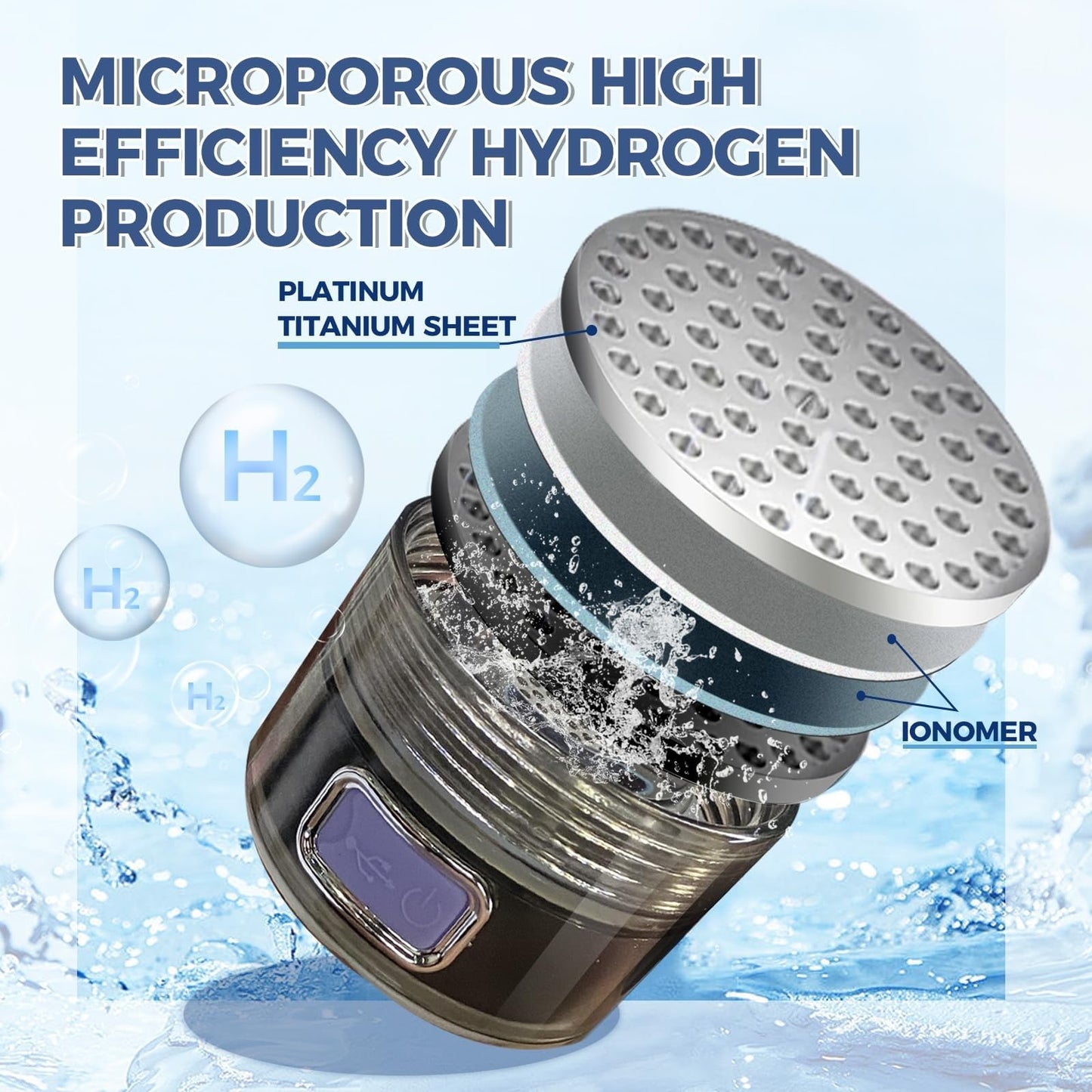 1.5 Liter Hydrogen Water Bottle, Hydrogen Water Bottle, Hydrogen Water Bottle, Portable Hydrogen Water Dispenser, Food Grade Material Sports Water Bottle(Color:Gray)