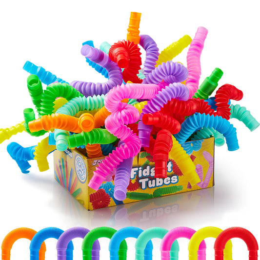 JOYIN 18 Pack Pop Tubes, Sensory Toys (Small) Fidget Toys Party Favors - 9 Colors, Creativity Learning & Fun for Toddler Kids - Perfect for Party, Goodie Bags Stuffers, Classroom School Reward