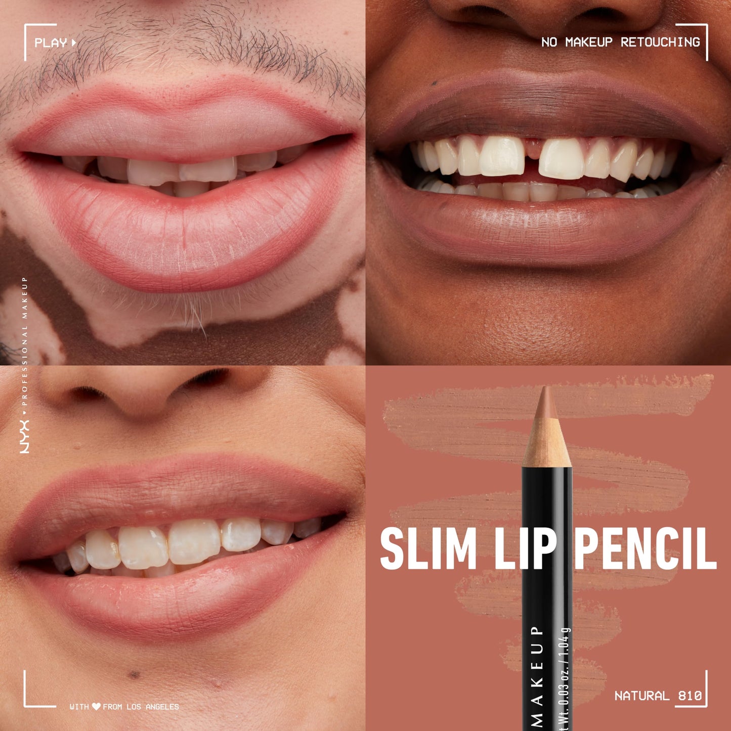 NYX PROFESSIONAL MAKEUP Slim Lip Pencil Creamy Lip Liner Nude Pink & Natural