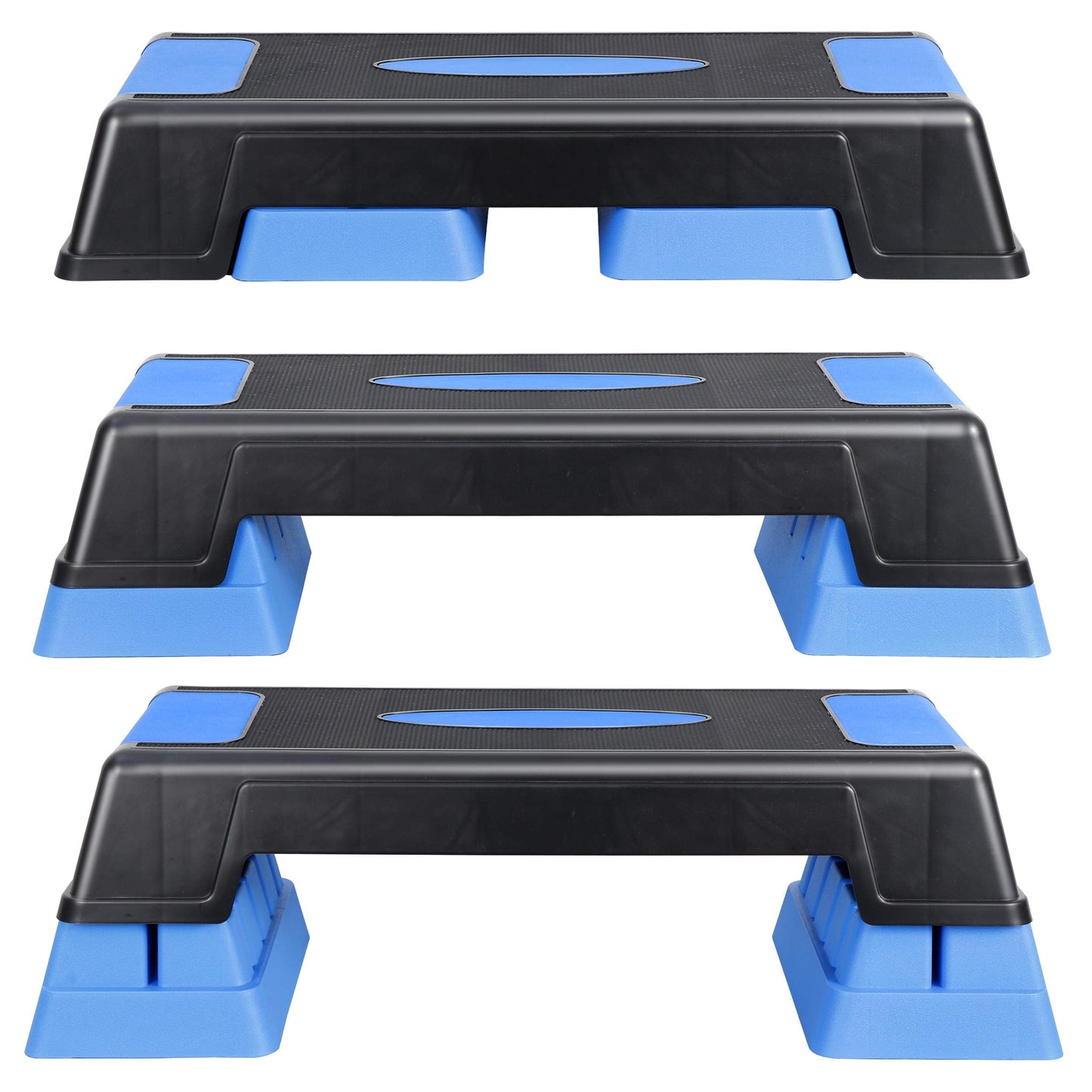 ANT MARCH 30" Aerobic Stepper for Exercise Step Up Exercise Platform with Removable Raisers Adjust 5"-7"-9"，Workout Stepper (BLUE)