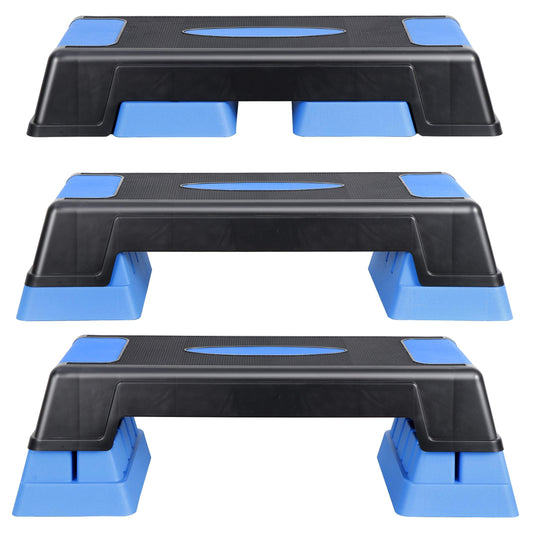 ANT MARCH 30" Aerobic Stepper for Exercise Step Up Exercise Platform with Removable Raisers Adjust 5"-7"-9"，Workout Stepper (BLUE)