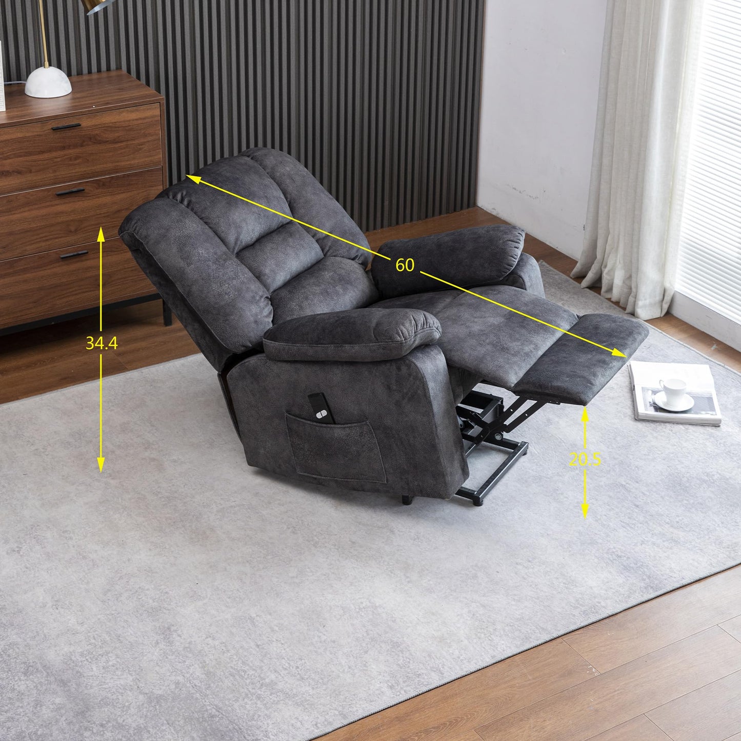 FANYE Electric Power Lift Recliner Chair for Elderly with Massage and Heat, Infinite Position Adjustable Recliner & Chair 1 or 2 Remote Controls and Side Pocket