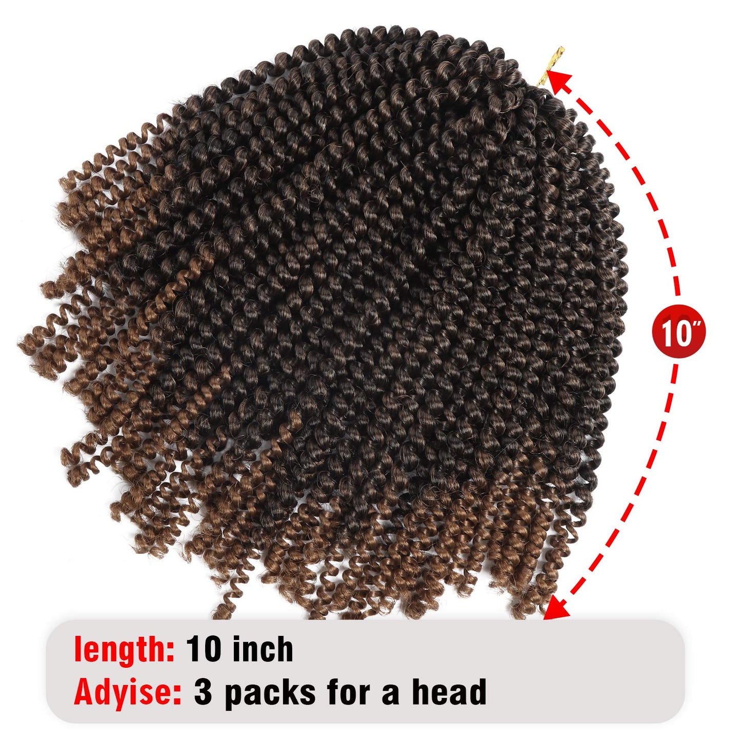 10 Inch Spring Twist Crochet Braids Hair for Butterfly Locs Bomb Twist Crochet Hair Beyond Beauty Ombre Colors Synthetic Fluffy Hair Extension 3 Packs 30 Strands 135g/Pack(10 Inch, T1B 30)