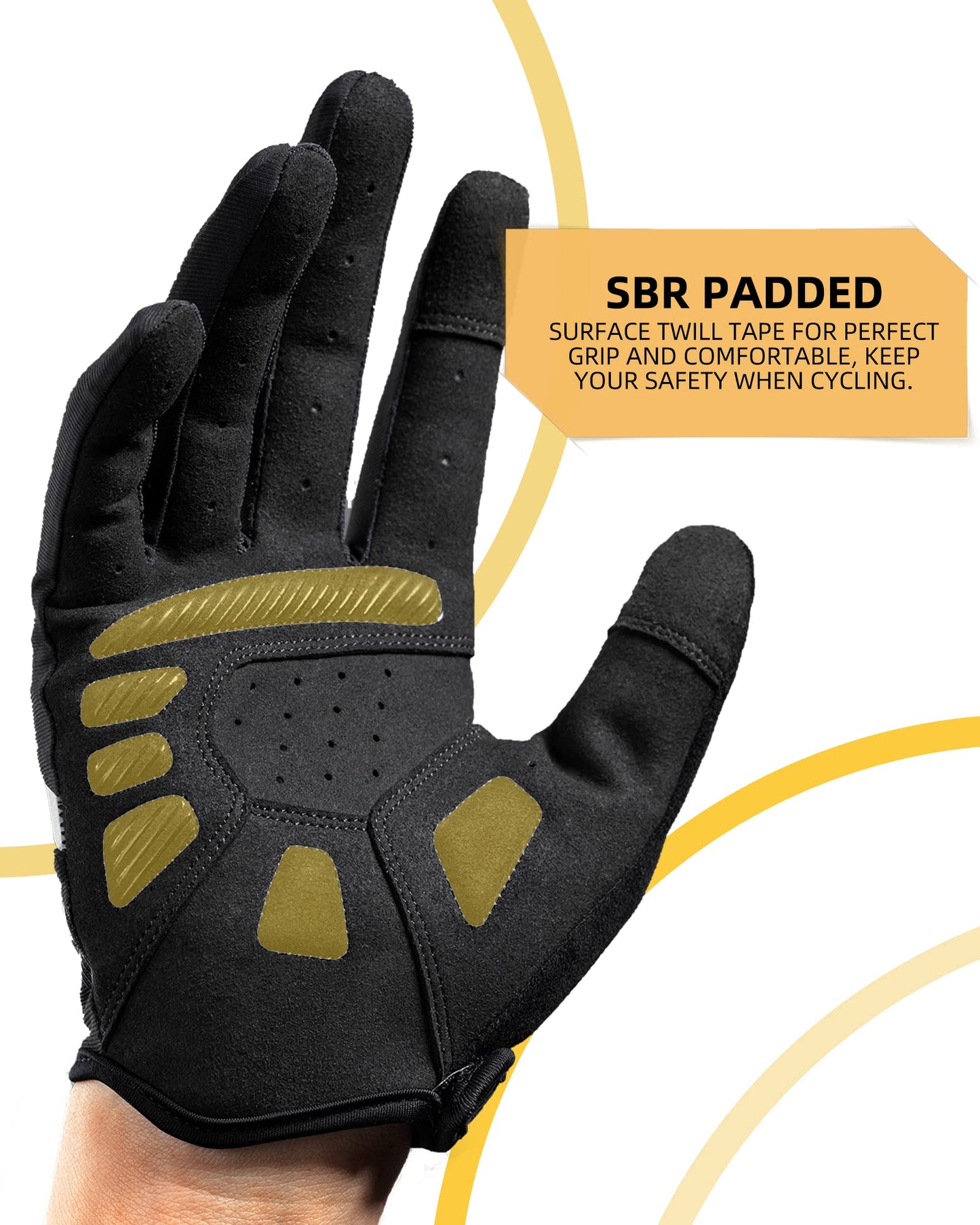 ROCKBROS Mountain Bike Gloves for Mens Cycling Glove Touch Screen Anti-Slip MTB Road Biking Gloves Breathable Full Finger Bicycle Gloves for Outdoor Sports