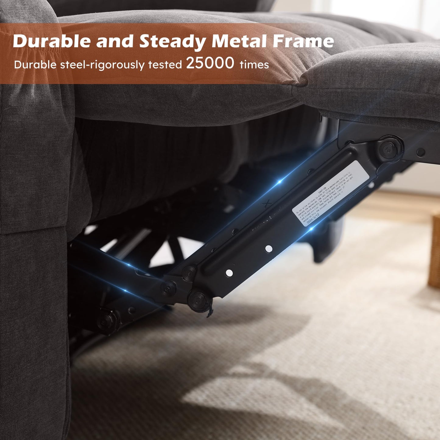 BOSMILLER Reclining Loveseat with Cup Holders for Living Room 2 Seat Manual Loveseat Recliner with Side Pocket