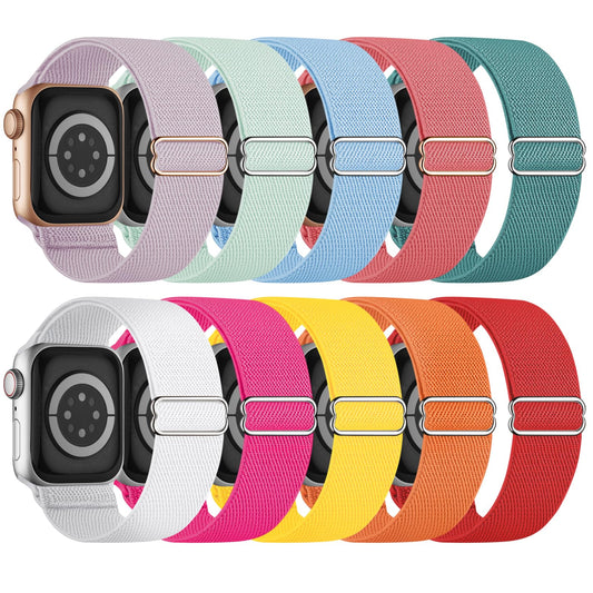 10 Pack Stretchy Bands Compatible with Apple Watch Band 40mm 38mm 41mm 42mm 44mm 45mm 46mm 49mm Women Men, Water-Resistant Solo Loop Elastic Sport Straps for iWatch Series 10 9 8 7 6 5 4 3 SE Ultra