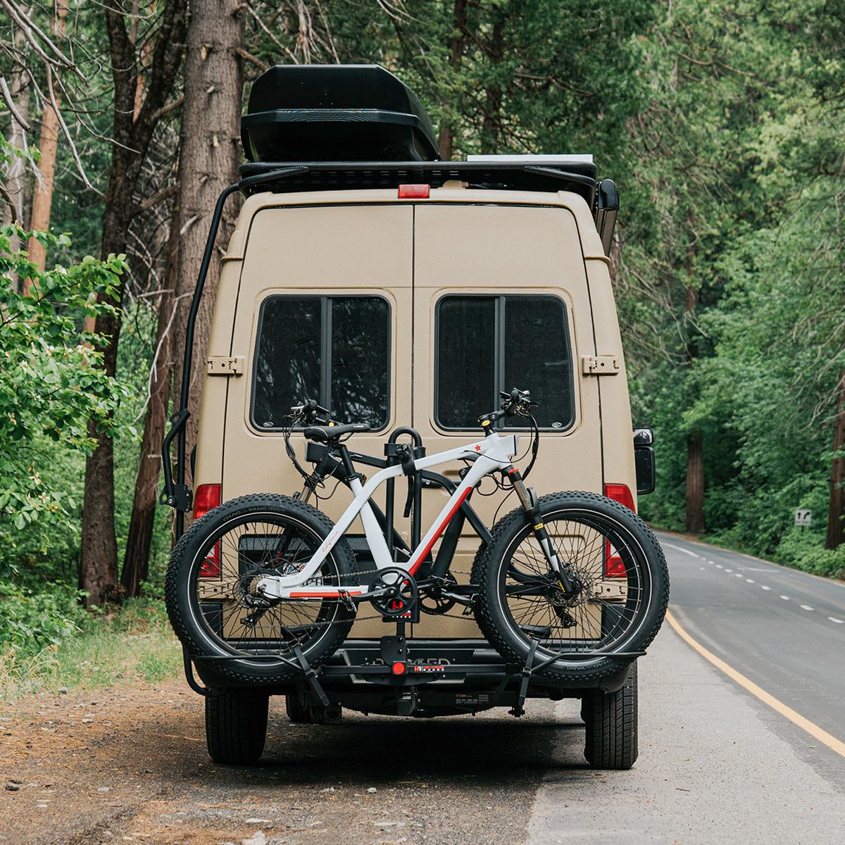 Hollywood RV Rider Hitch Bike Rack for 2 E-Bikes up to 80 lbs Each - Premium Electric Bike Rack for RV, Fifth Wheel, Flat Towed Vehicle - Durable for Standard and Fat Tire Bikes