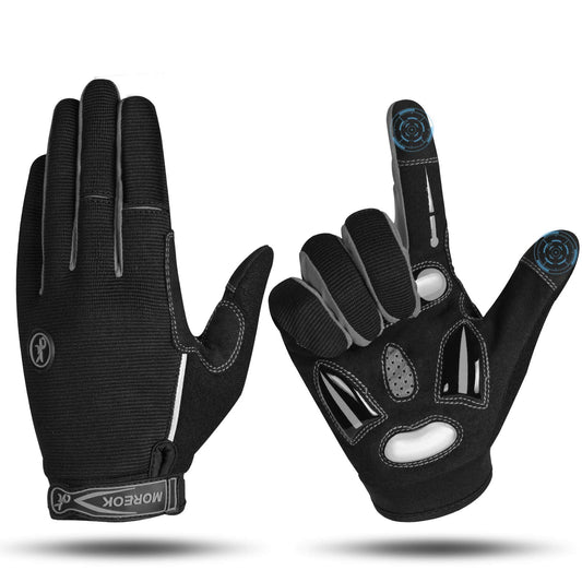 MOREOK Cycling Gloves Bike Gloves for Men/Women-[Breathable Anti-Slip 5MM Gel Pad] Biking Gloves Full Finger Road Bike MTB Bicycle Gloves-122-GRAY-M