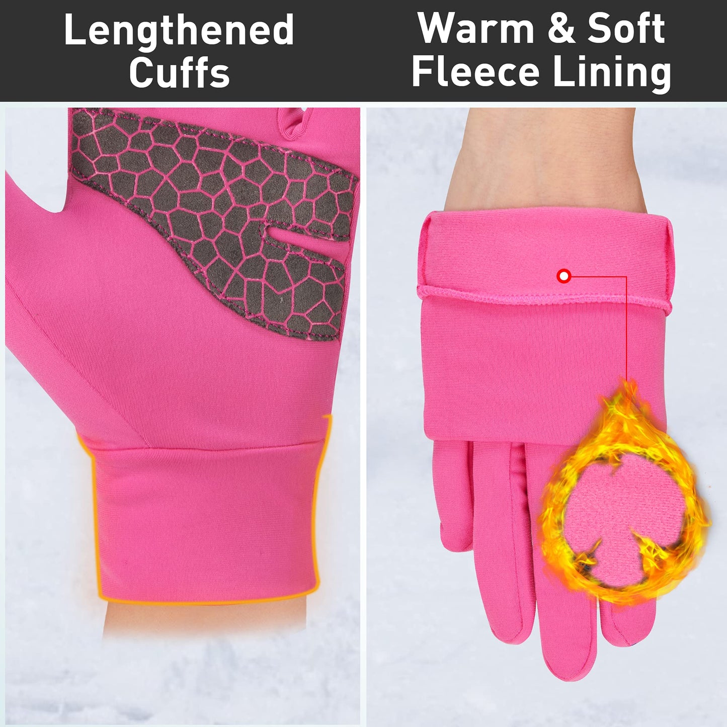 Arcweg Running Gloves Winter Thermal Anti-Slip Touchscreen Gloves Windproof Fleece Lining Gloves Men Women for Sports Walking Cycling Driving Riding Bike Red S/M