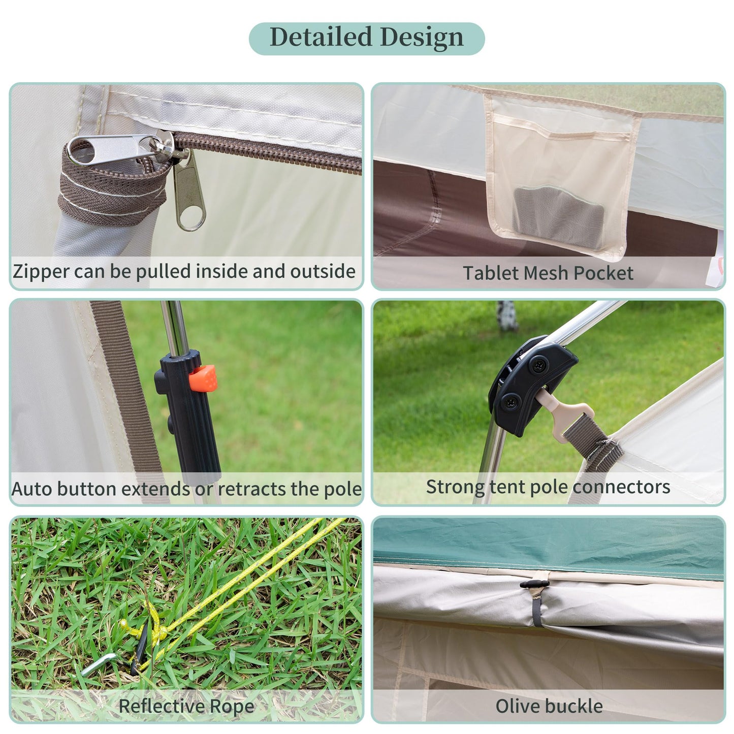 YEEKORO Camping Tent, 3-6 Person Waterproof Tents, Spacious Interior, Large Family Tent with Carry Bag, Portable Tent for Traveling Hiking Outdoor - Center Height 6.07ft