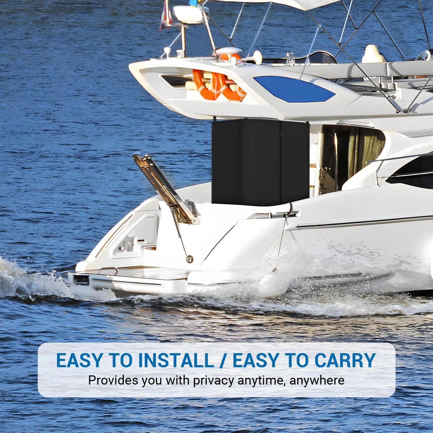 Yexcend Privacy Tent for Boats, 800D Waterproof Fabric Boat Privacy Curtain Pontoons Changing Room with Windproof Sandbags, Easy to Install Under Bimini Top, 30" D x 27" x W 72" H
