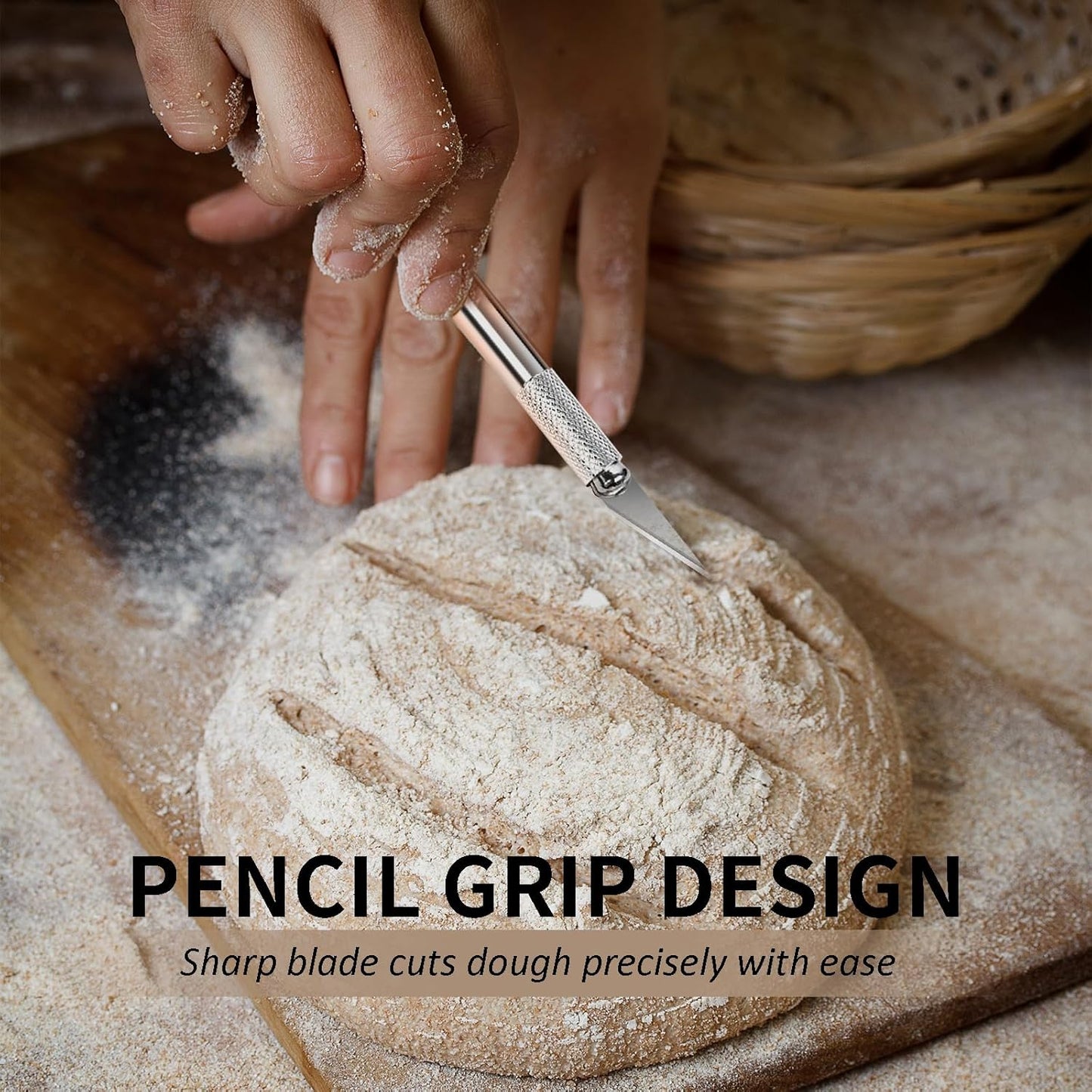 Premium Bread Lame - Sourdough Scoring Tool Kit with 11 Blades, Safety Cover, 2 Finger Sleeves, Pattern String - Stainless Steel Dough Scorer Knife for Artisan Bread Baking