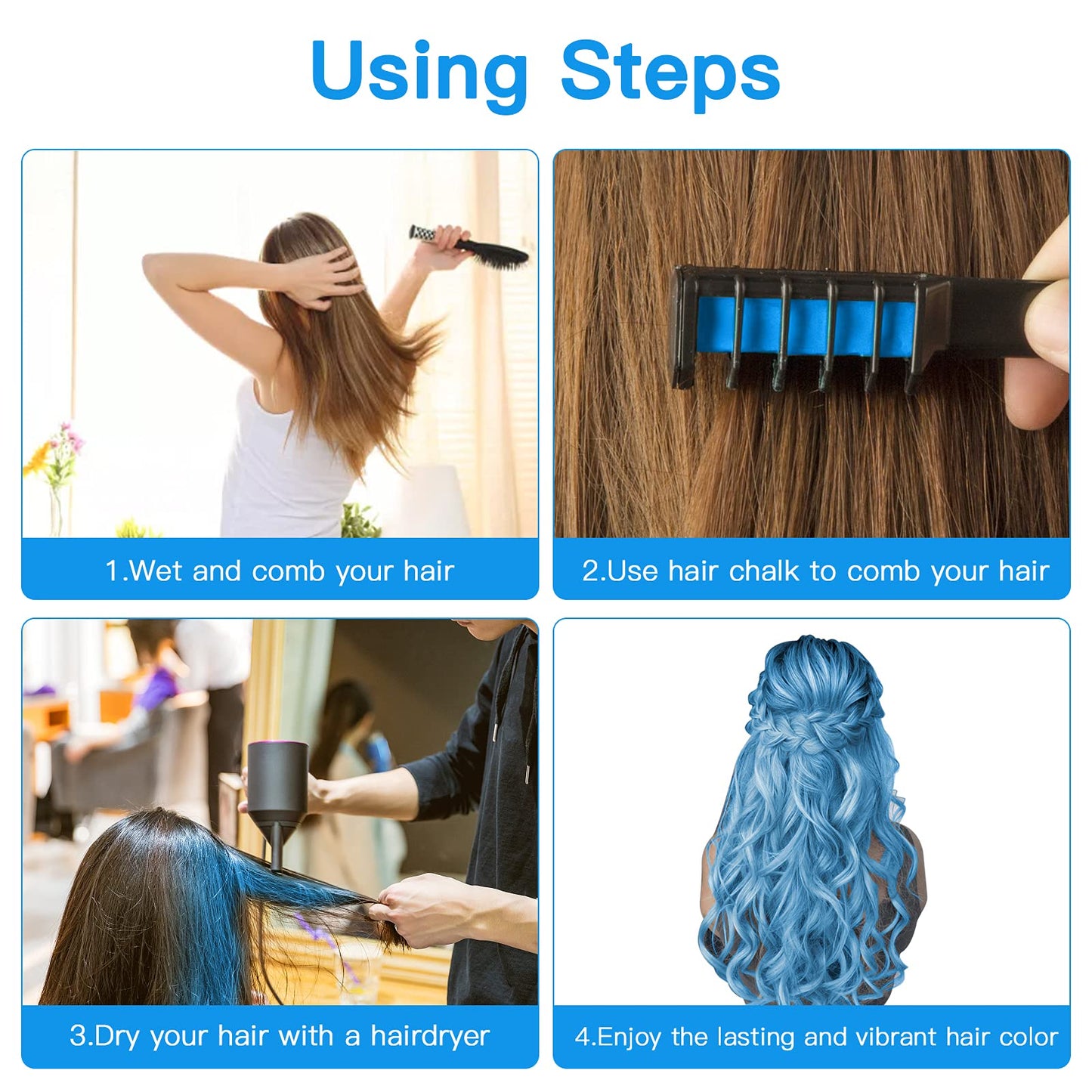 MSDADA New Hair Chalk Comb Temporary Hair Color Dye for Girls Kids with Light Color Hair, Washable Hair Chalk for Girls Age 4 5 6 7 8 9 10 Birthday Cosplay DIY, Easter Stocking Suffer