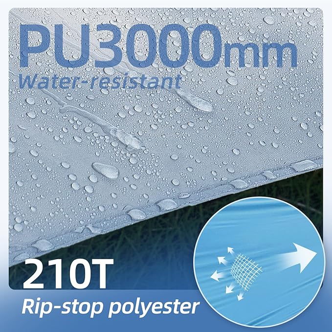 12X14FT Camping Tarp with 2 Poles, UV UPF50+ Lightweight Car Awning Sun Shelter, PU3000 Waterproof Tarp for Camping, Hiking and Backpacking Trips