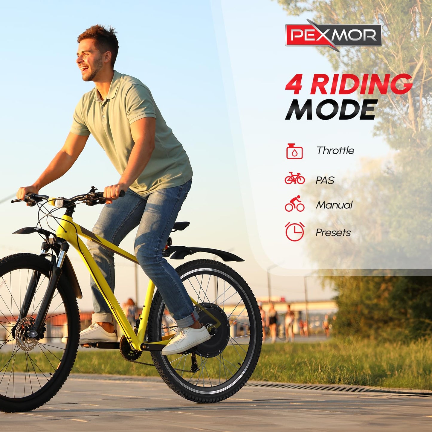 PEXMOR Electric Bike Conversion Kit, 48V 1200W E-Bike Conversion Kit, 26" Rear Wheel Ebike Hub Motor Kit Upgrade 3 Mode Controller w/PAS/LCD Display/Twist Throttle Electric Bicycle Ebike Kit