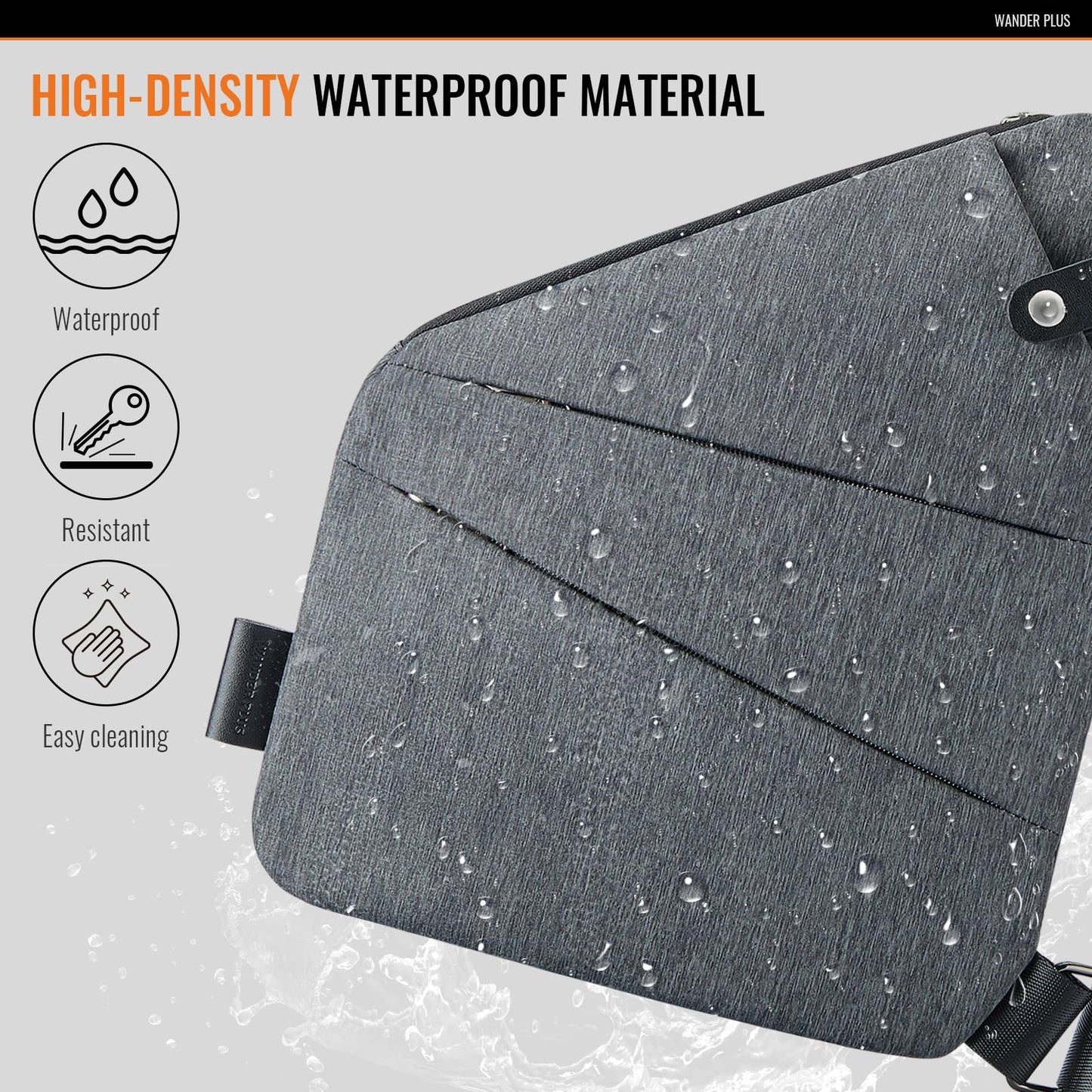 Anti Theft Crossbody Bag, WANDER PLUS Authentic Crossbody Bags for Women Men, Convertible Cross Body Bag, Lightweight, Trendy, Casual, Sling Chest Bag Anti-Theft Design for Travel, Sport (Grey)