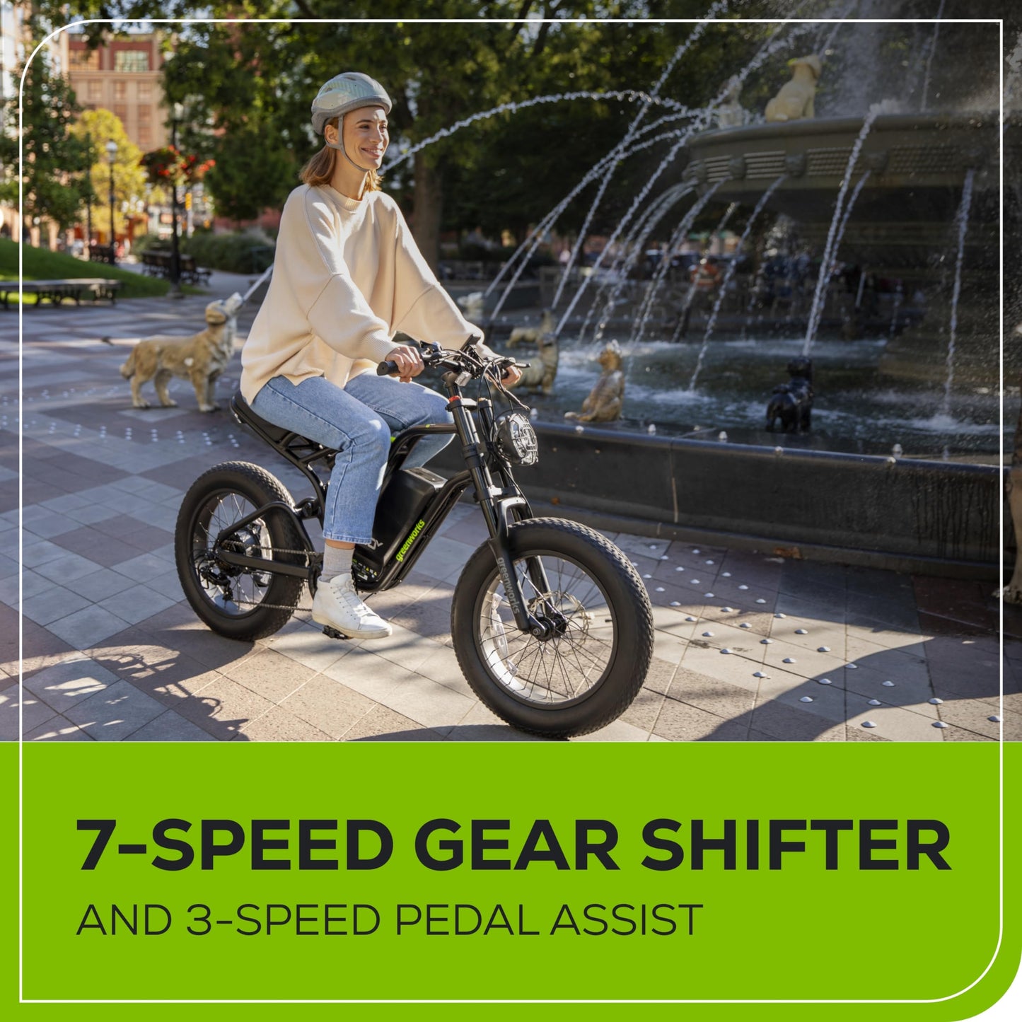 Greenworks 80V 20" All-Terrain Fat Tire Electric Bike for Adults (750W Brushless Rear Hub Motor), 7-Speed, Up to 20 MPH, Dual Disc Brakes, Pedal Assist, Battery Not Included