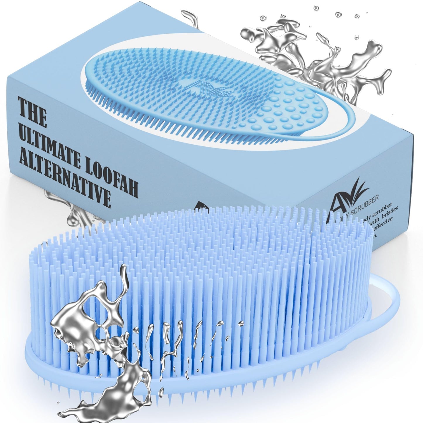 Avilana Silicone Body Scrubber – Gentle Shower Brush & Loofah Alternative – Silver-Infused Options – Fast-Drying, Hygienic, BPA-Free Silicone Body Exfoliator for Sensitive Skin, Men & Women