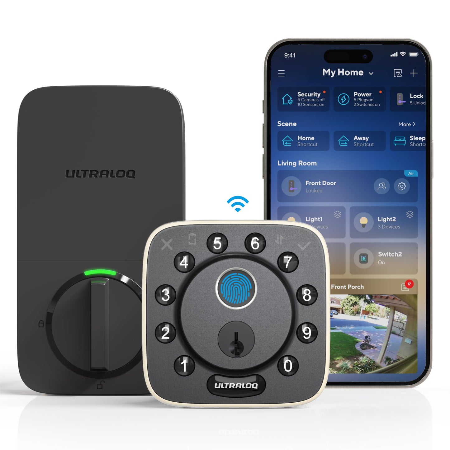 ULTRALOQ 2025 Upgrade Bolt Fingerprint Smart Lock,Biometric Deadbolt with Built in WiFi,Keyless Entry Door Lock for Front Door,App Remote Control,10 Months Battery,IP65 Waterproof,BHMA Grade AAA