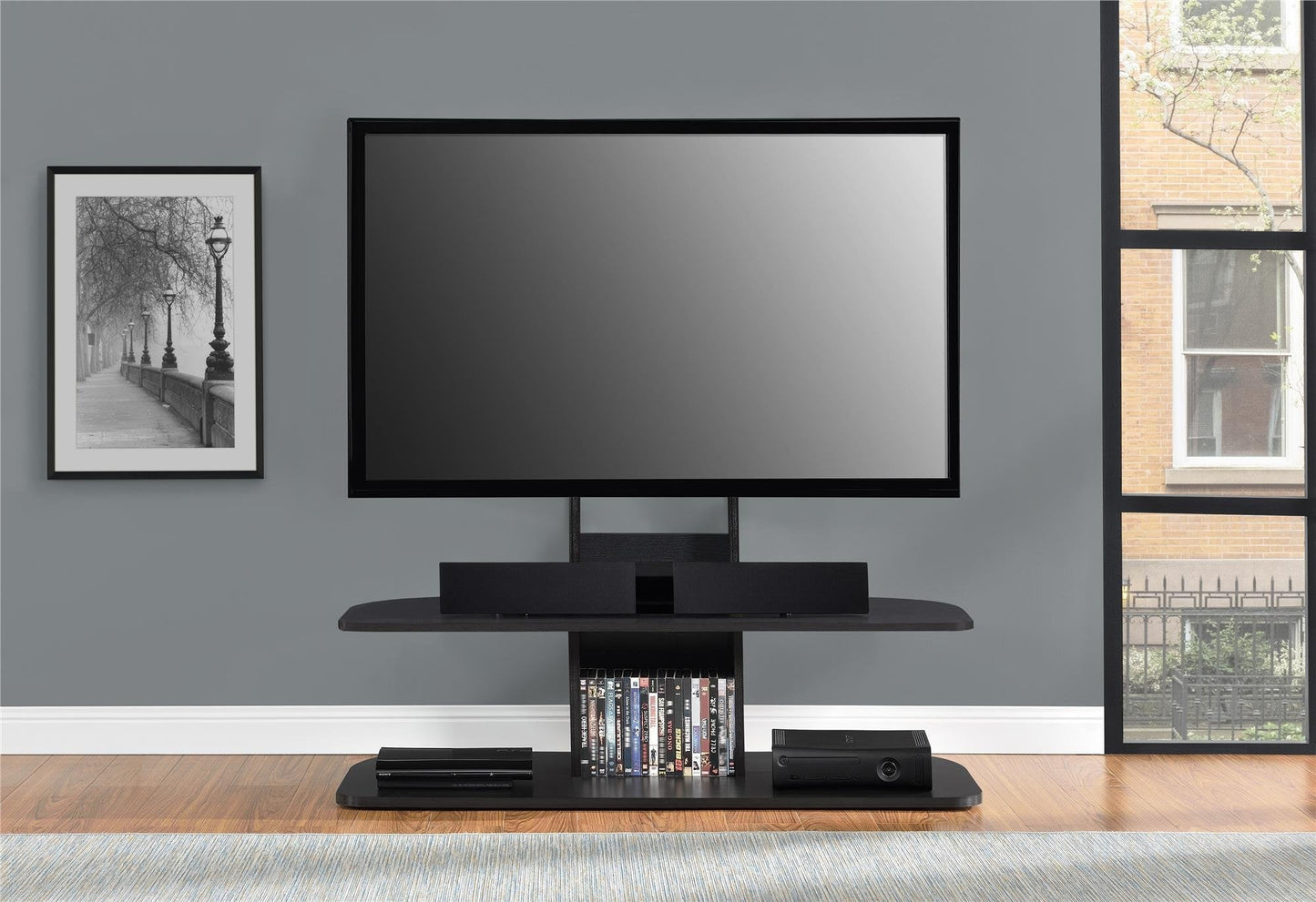 Ameriwood Home Galaxy TV Stand with Mount for TVs up to 65", Black