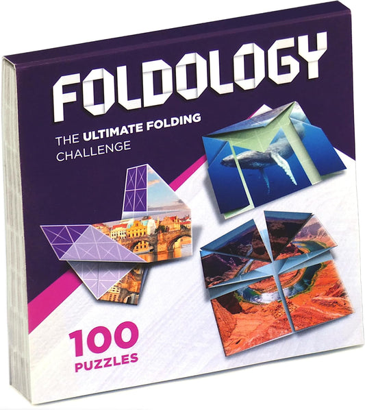 FOLDOLOGY - The Origami Puzzle Game! Brain Teasers for Tweens, Teens & Adults | Travel Game, Hands-On STEM Toy, Gift for Ages 10+ | Fold the Paper to Complete the Picture | 100 Challenges