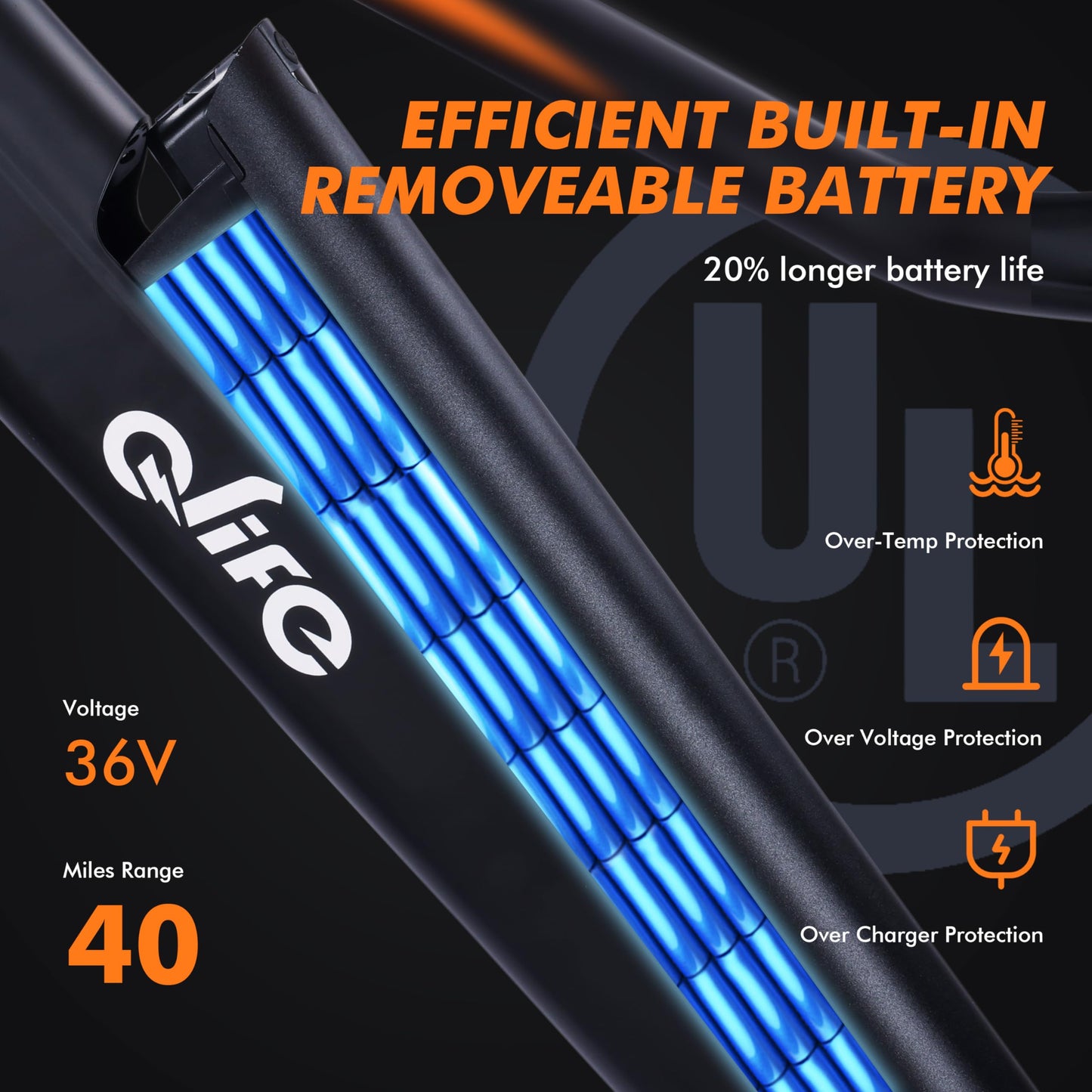 Qlife Electric Bike for Adults, Peak 750W Motor Ebikes with 7 Speed Commuter Mountain Electric Bicycle, 26" Ebike with 2.1" Tire,Built-in Removable Battery Up to 40Miles, Cityone Black