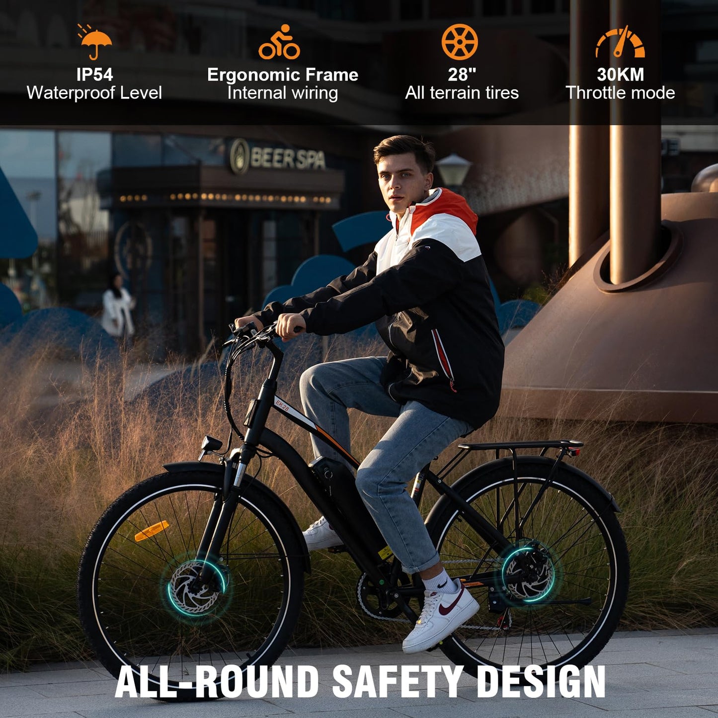 EVERCROSS EK28 28" Electric Bike for Adults, 500W Electric Mountain Bike with 36V 12AH Battery, 60 Miles Range & 20 MPH Ebike, 7 Speeds Electric Bicycle and Removable Li-ion Battery, UL 2849