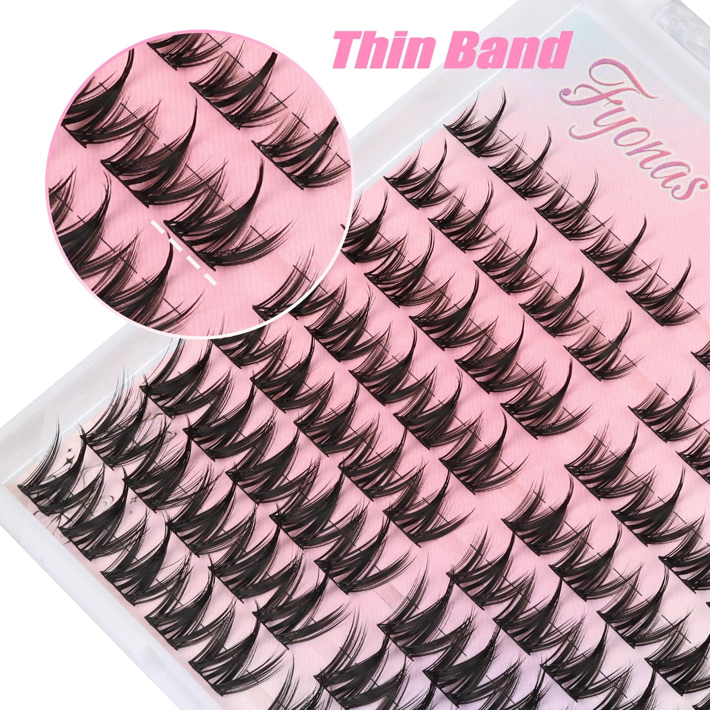 Fyonas Lash Clusters Manga Eyelash Clusters Spiky Cluster Eyelash Extensions 80Pcs C Curl Individual Lashes Volume Anime Lash Clusters with Thin Band Cosplay Lashes DIY at Home (Cutey)