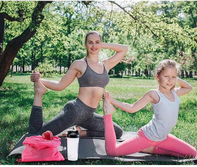 Frienda Mesh Drawstring Backpack Bag Multifunction Mesh Bag for Swimming, Gym, Clothes (Fluorescent Pink)