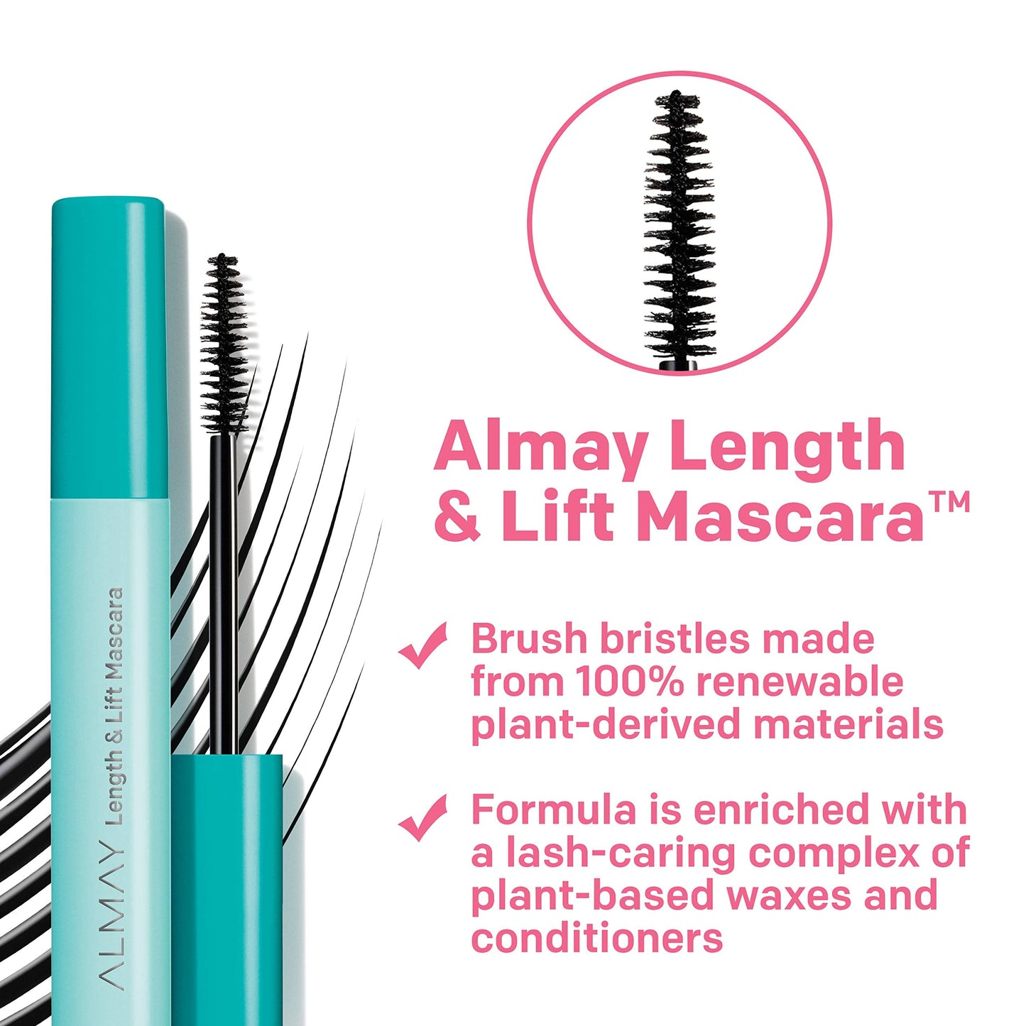 Almay Lengthening Mascara, Volume & Lift, Eye Makeup, Hypoallergenic and-Fragrance Free, 040 Waterproof Black, 0.24 fl oz.
