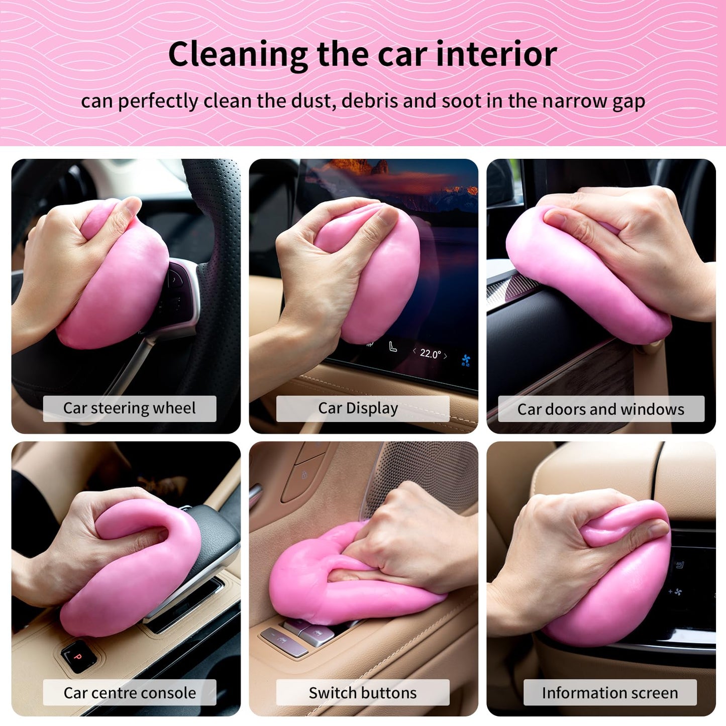 ALIOBC Car Cleaning Gel, 250g Keyboard Cleaner Cleaning Putty for Car Interior Car Slime Cleaner Dust Cleaning Gel Car Putty for Cleaning Car Gel Cleaner Pink
