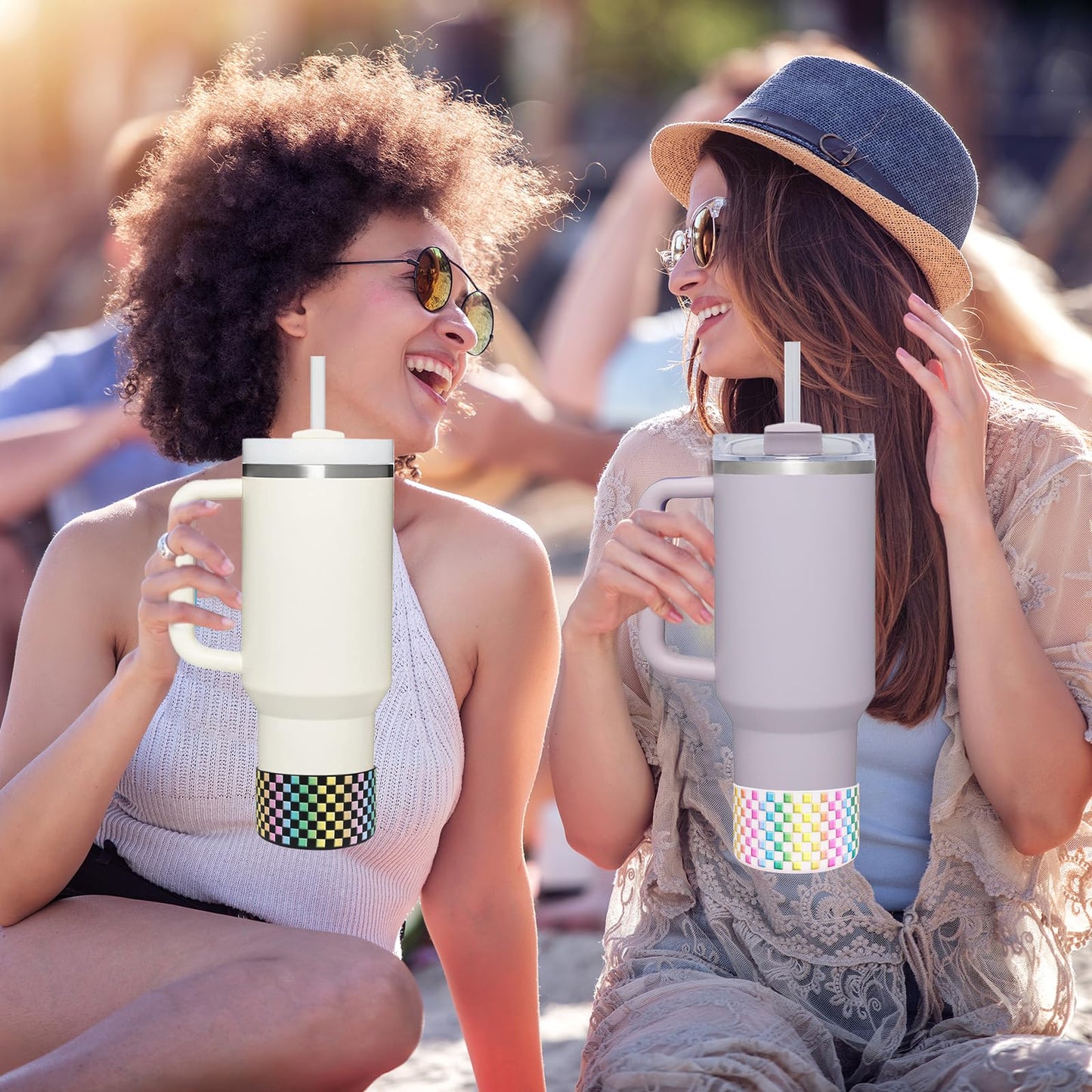 HEYSKAY 2pcs Protective Flask Silicone Boot Base for Stanley Quencher Adventure 40oz & Stanley IceFlow 20oz 30oz Tumbler, and Compatible with 12-24oz Hydro Sport Water Bottles,Yeti and More