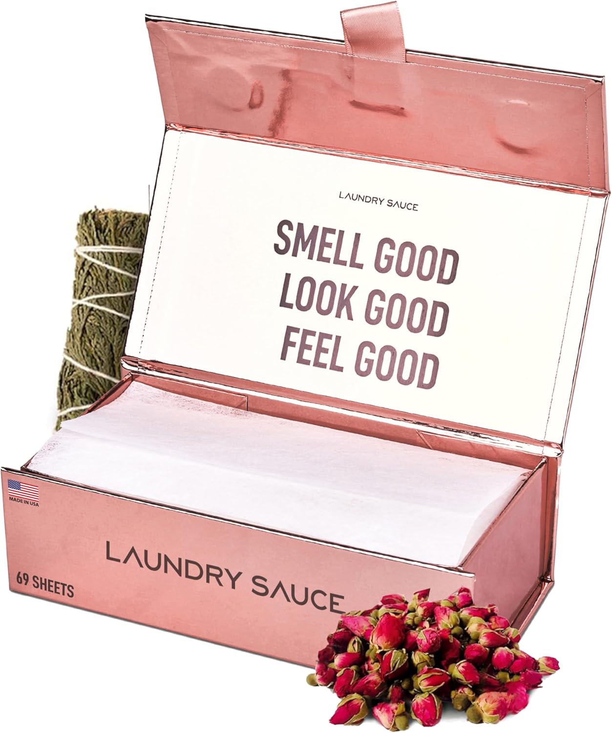 Laundry Sauce - Laundry Dryer Sheets (Egyptian Rose), Luxury Fragrance, Contains Essential Oils, Softens Fabric, Removes Static Cling, Eco-Friendly Packaging, Travel Friendly, 69 Count