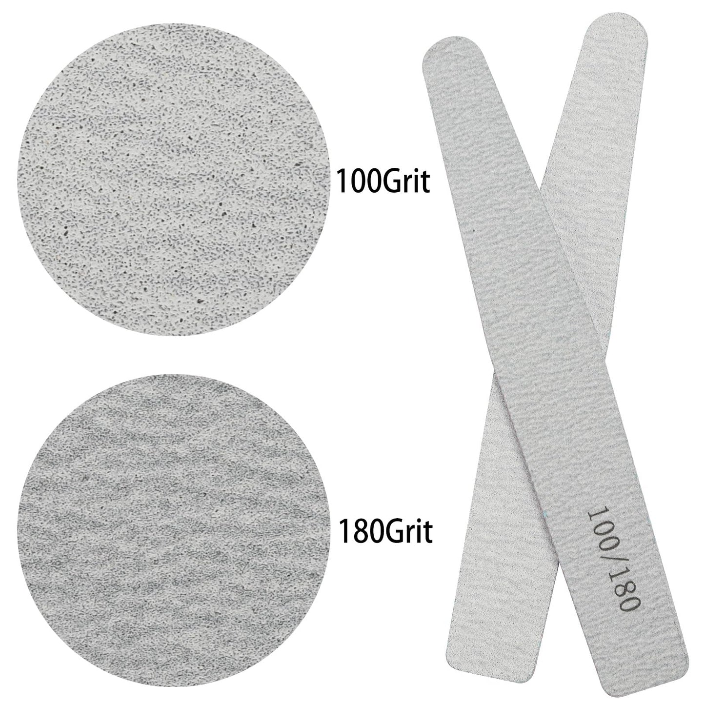BTYMS 25 Pieces 100/180 Grit Nail Files for Acrylic Nails and Natural Nails, Reusable Emery Boards Coarse and Medium Grit Salon Grade Nail File