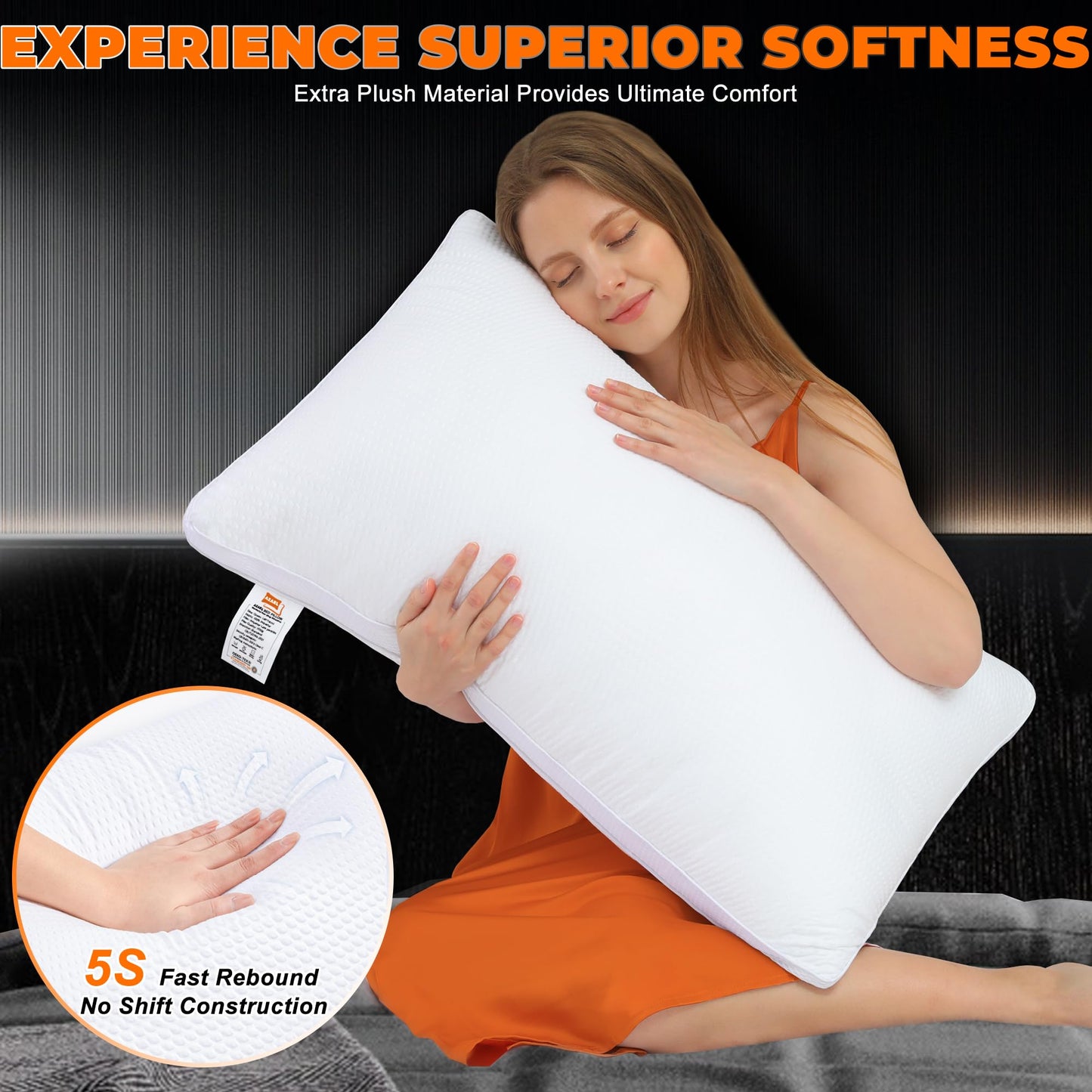 AIAEL Bed Pillows for Sleeping Firm and Soft Queen Size Set of 2, Supportive & Comfortable Down Alternative Pillow, Luxury Hotel Gusseted Pillows for Side and Back Sleepers