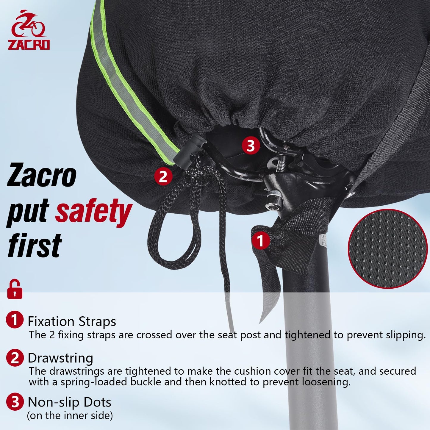 Zacro Bike Seat Cushion - Gel Padded Bike Seat Cover for Men Women Comfort, Extra Soft Exercise Bicycle Seat Compatible with Peloton, Outdoor & Indoor (Large, Black)