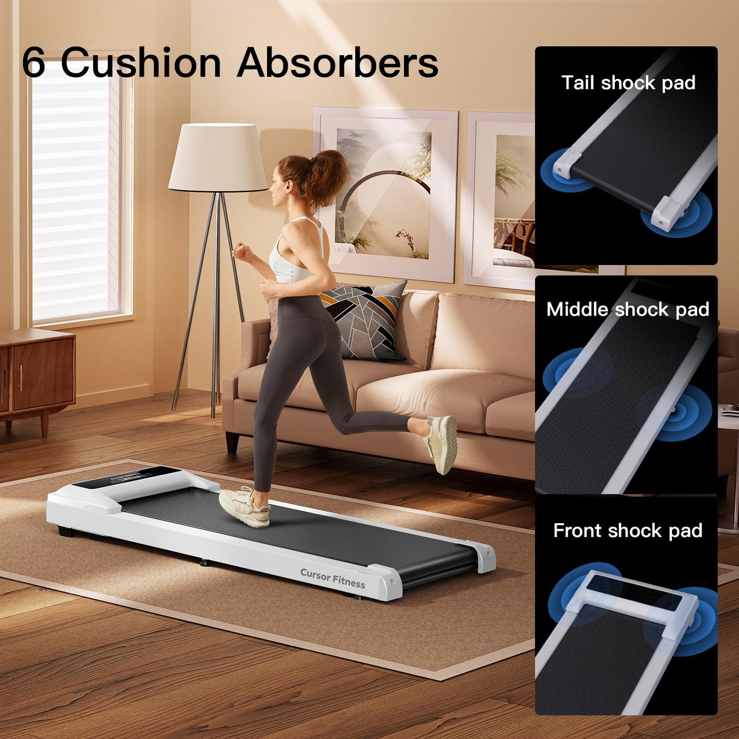 CURSOR FITNESS 2-in-1 Under Desk Treadmill, Walking Pad for Home Small, Folding Treadmill, 2.5 HP Quiet Brushless, 265 LBS Capacity