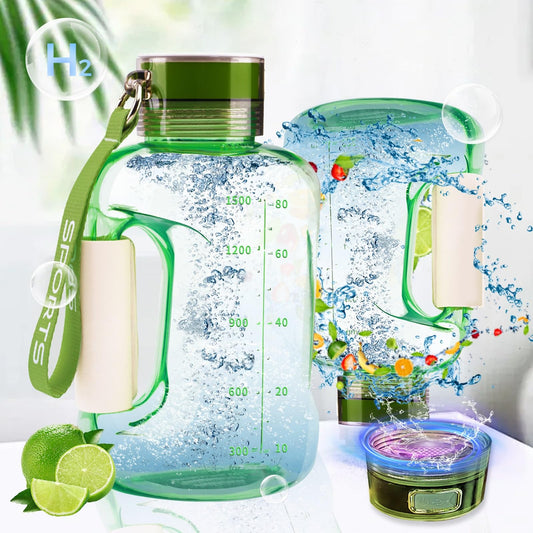 1.5L Large Capacity Hydrogen Water Bottle, USB Portable Hydrogen Water Dispenser, Hydrogen Water Bottle Generator, Hydrogen Water Ionizer Mug, Sports Water Bottle with SPE/PEM Technology Electrolysis,