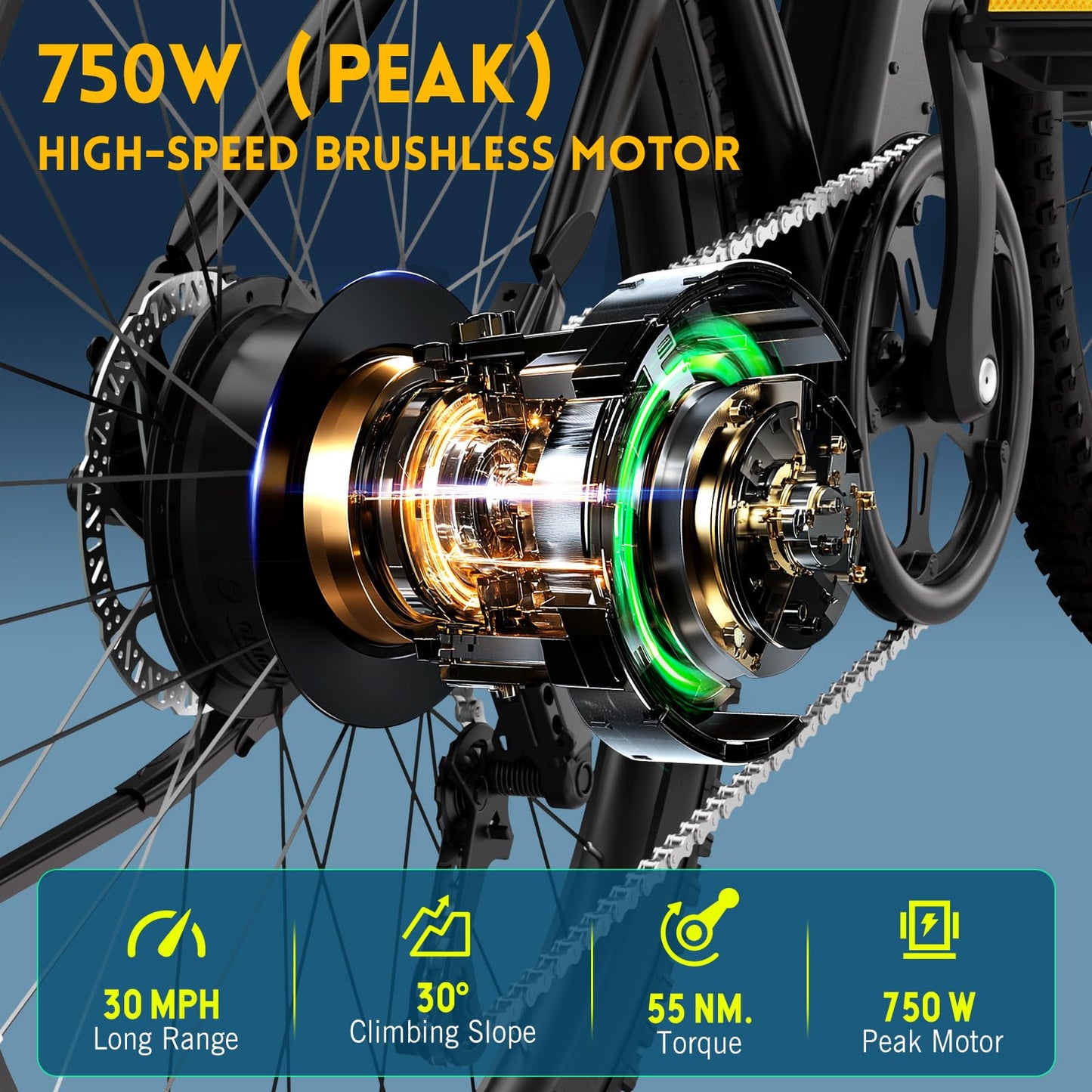TST Electric Bike for Adults, with 750 W(Peak) Motor, Speed Can Reach 25 mph, 36V/300WH Battery, Max Travel 40 Miles, Equipped with 26 * 1.95" Tyres, and 7-Speed Ebike(Black)