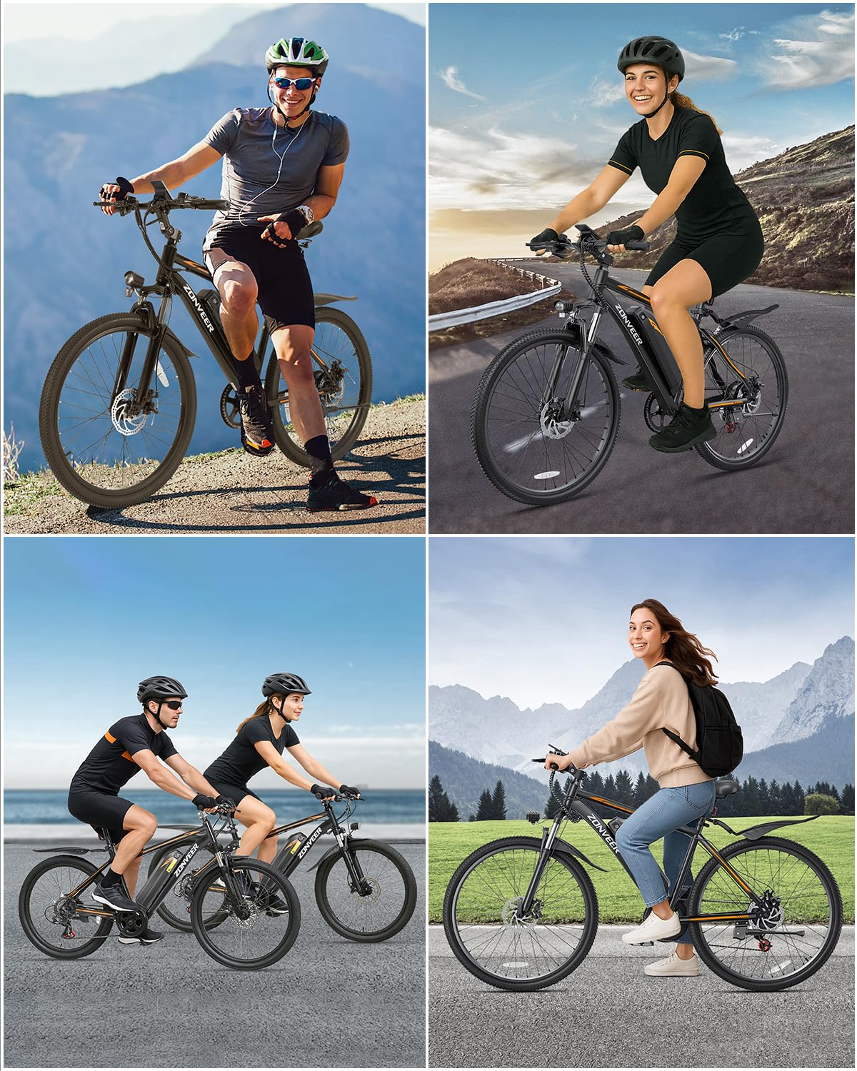 zonveer 26" Electric Bike for Adults, 36V/10AH Removable Battery, Peak 500W Brushless Motor, 20MPH 40 Miles Commuting Range, Front Fork Suspension, Shimano 7 Speed, UL2849