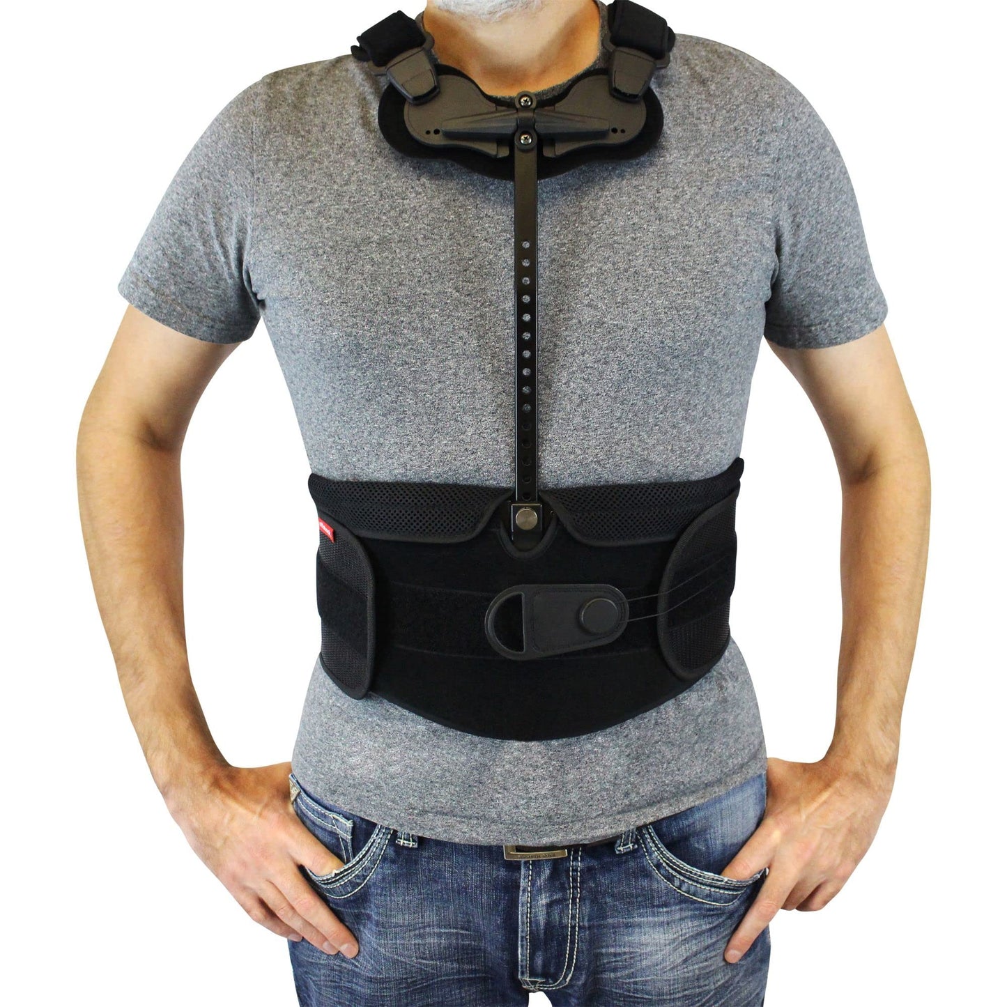 TLSO Thoracic Full Back Brace - Treat Kyphosis, Osteoporosis, Compression Fractures, Upper Spine Injuries, and Pre or Post Surgery with This Hard Lumbar Support for Men and Women (Large)