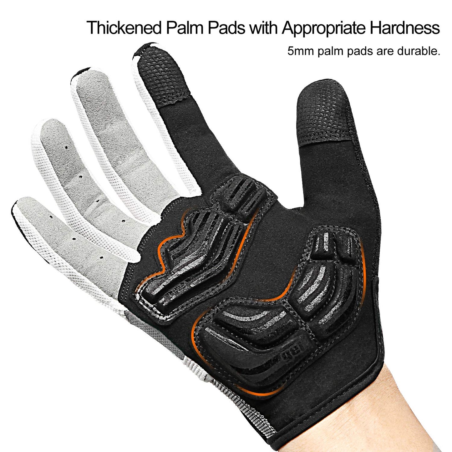 INBIKE Men's Cycling Gloves, Full Finger Gel Padded Mountain Bike Grey Large