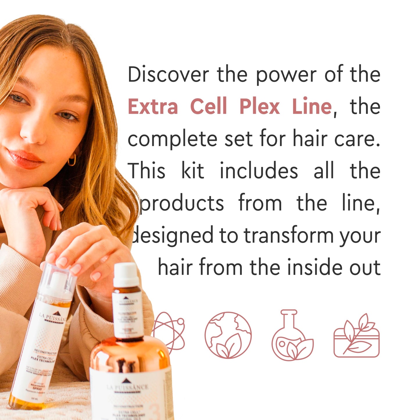 LA PUISSANCE Extra Cell Plex Complete Hair Repair - 5-Step Deep Repair Kit for Severely Damaged Hair - Includes Shampoo, Conditioner, Mask, Spray, Ampoule - For Home and Salone Use
