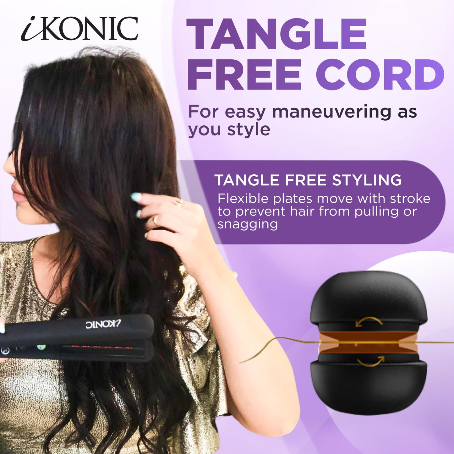 IKonic 100% Tourmaline Ceramic Hair Straightener & Curler– Anti-Static Infrared Ionic 2-in-1 Dual Voltage Flat Iron –1” Floating Plates, Adjustable Temp 140–450°F, Frizz-Free & Fast Heat Hair Iron
