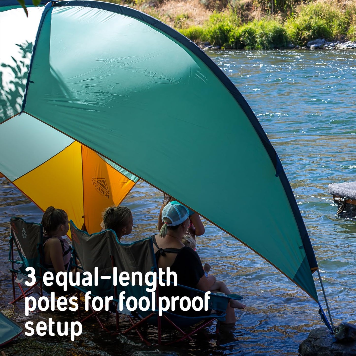 Kelty Sunshade – Pop Up Portable Shade UV Shelter for Beach Trips, Soccer Games, Backyard, Camping, Adjustable Side Wall, Wind Protection, Huge Interior Space, 2024 Model (Fallen Rock)